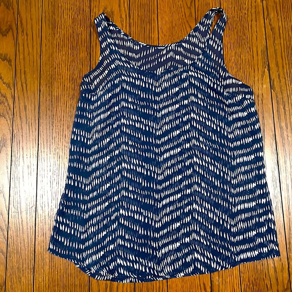 Navy and White patterned tank